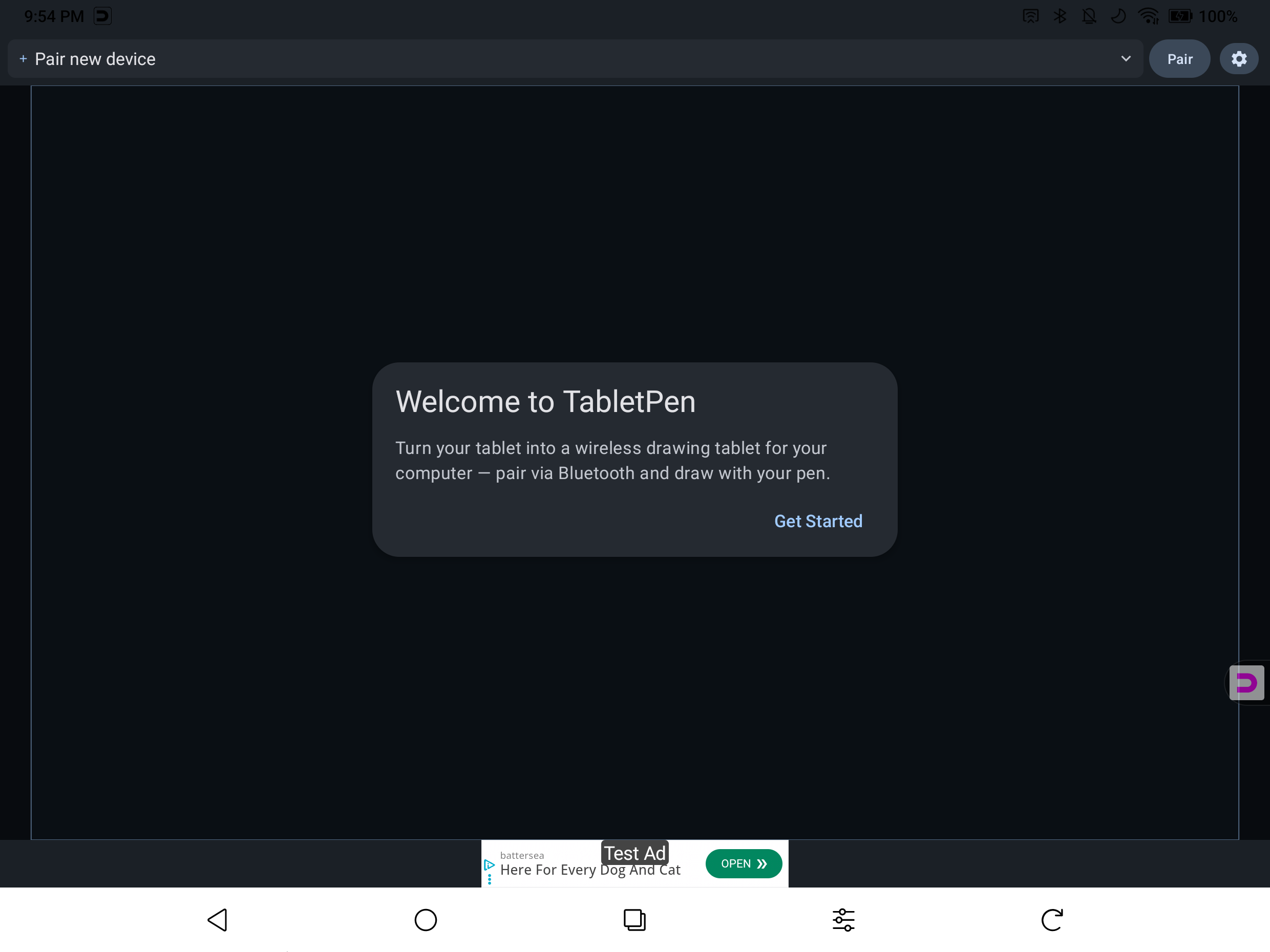 Welcome screen